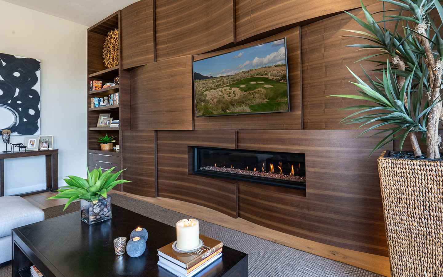 Ancala Residence family room feature wall detail